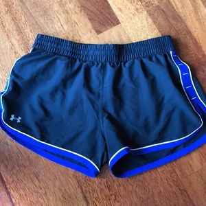 Navy Blue and Black Under Armor athletic shorts